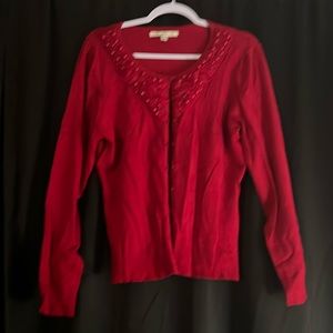 Red festive cardigan